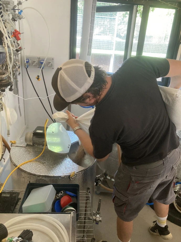 Steve adding malt to the Mash